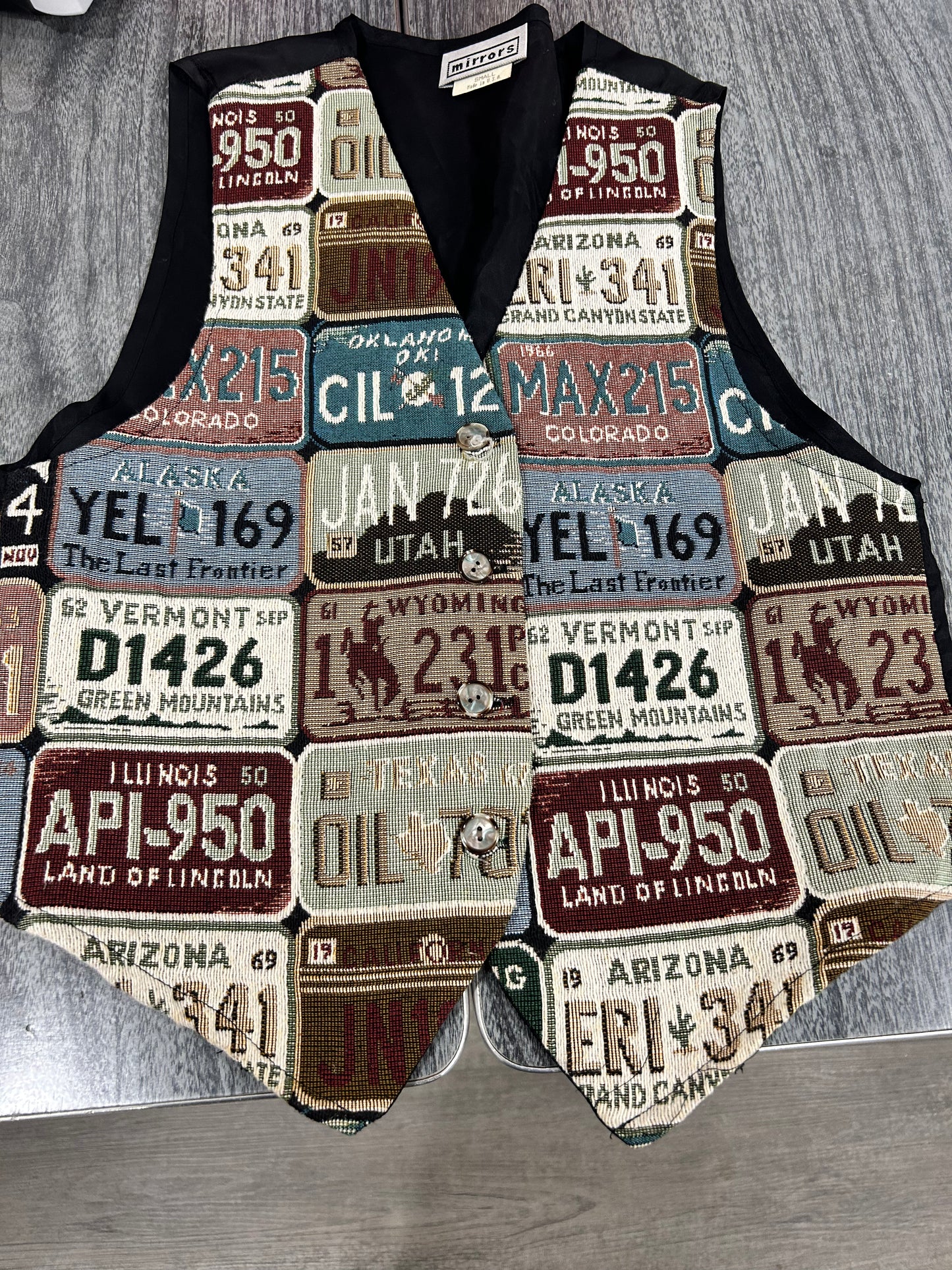 Small license plate tapestry vest -(236)