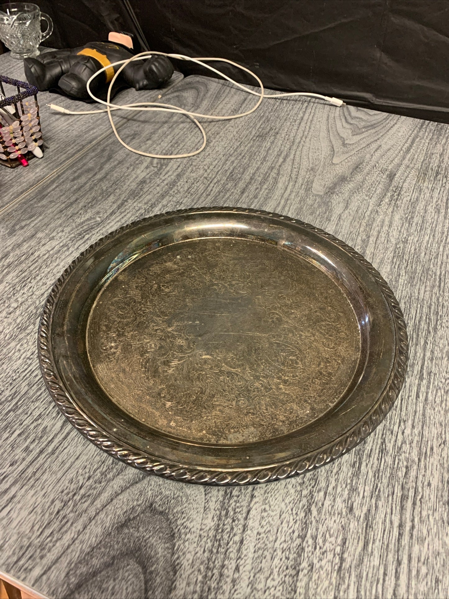 (2068) vintage silver platter