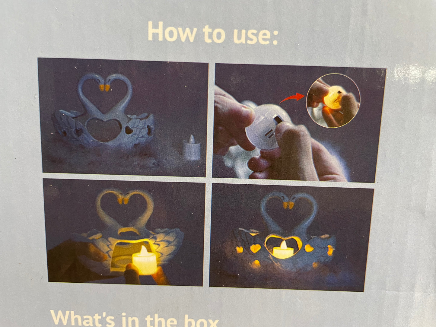 Swan love candle holder with tea light flickering LED candle