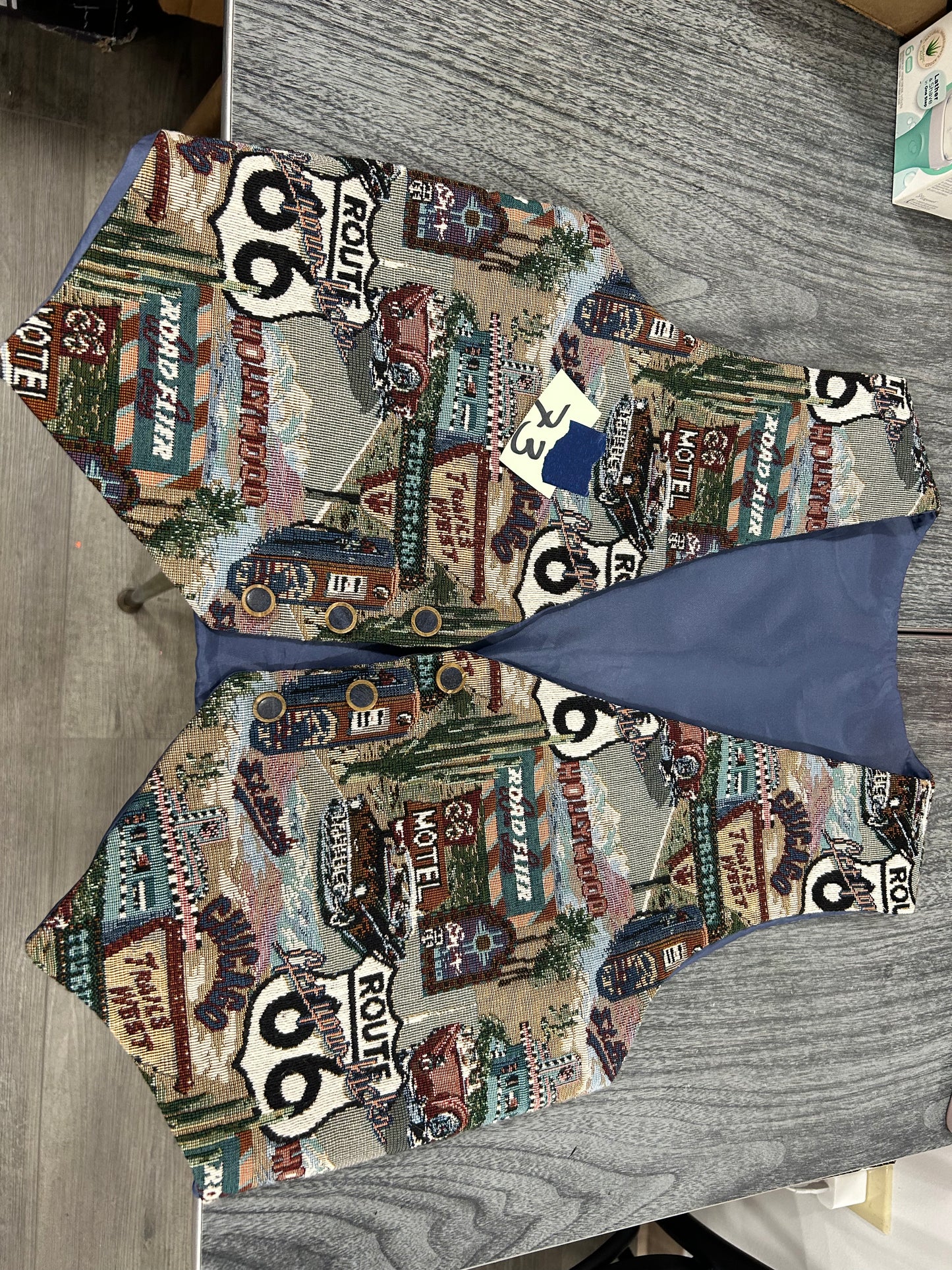 Small tapestry vest Route 66 -(235)